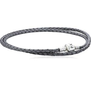 Pandora Braided Double-Leather Charm Bracelet.